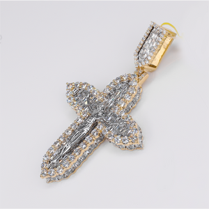 10k Gold Lab Diamond Celestial Crucifix Pendant - 60580
