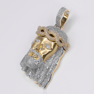 10k Gold Diamond Jesus Head Pendant - 60623