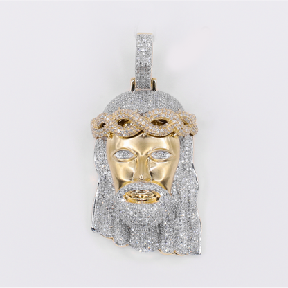 10k Gold Diamond Jesus Head Pendant - 60623