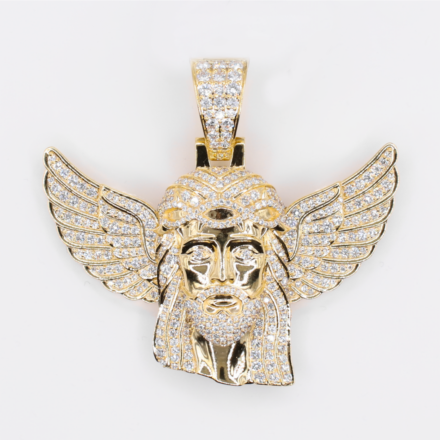 10k Yellow Gold VVS Lab Diamond Winged Redeemer Pendant - 60586