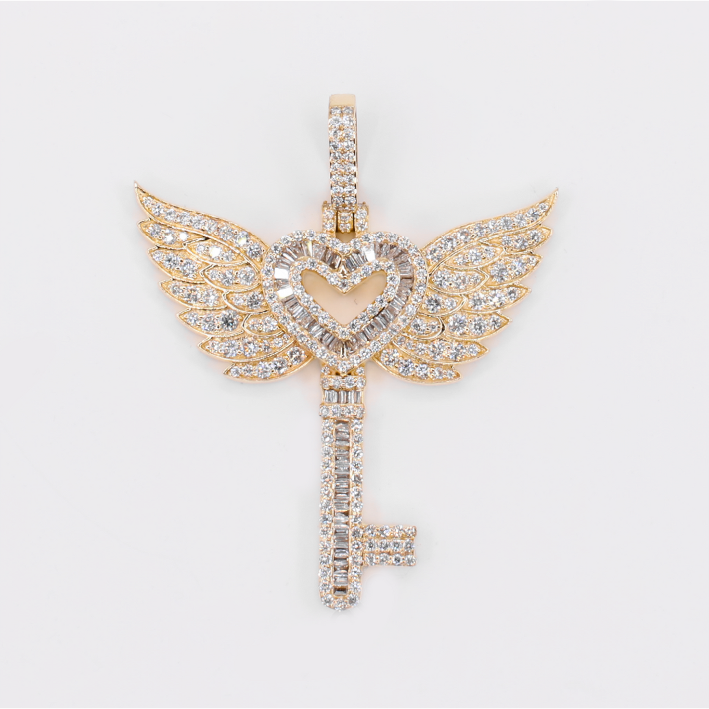 10k Gold Diamond Heart Key Pendant - 60611