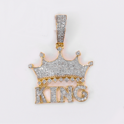 10k Gold Diamond King Crown Pendant - 60624