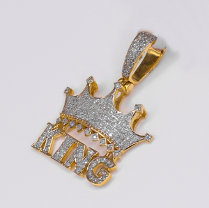 10k Gold Diamond King Crown Pendant - 60624