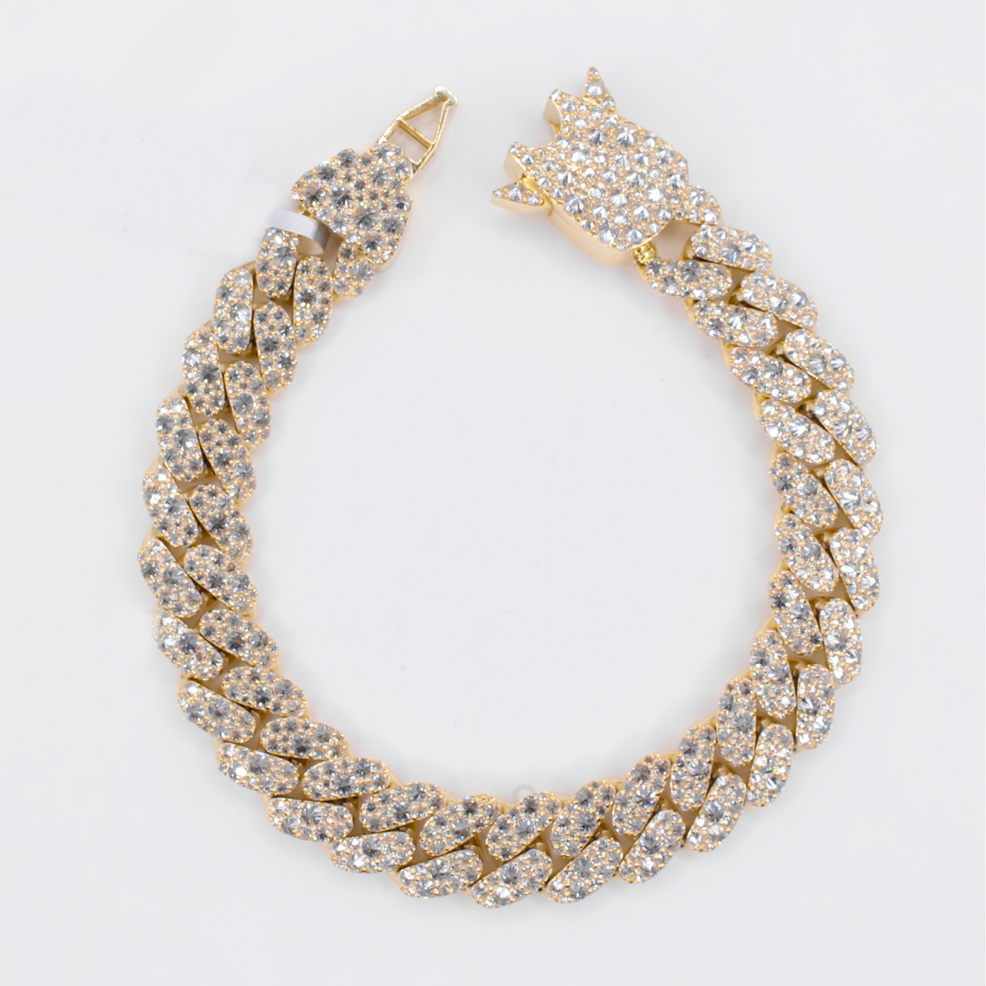 10k Gold Upside Down Lab Diamond 12mm Cuban Bracelet - 20225