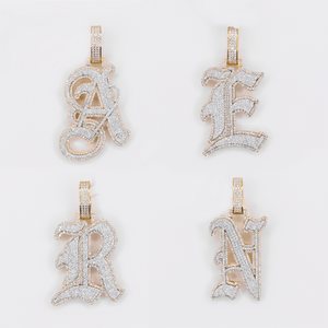 10k Gold Diamond 3D Initial Pendants - 60619