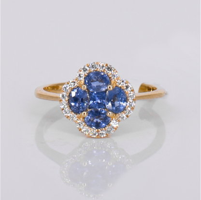 18k Solid Gold Diamond & Ruby Ring - 30371