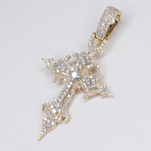 10k Gold Diamond Cathedral Cross Pendant - 60613