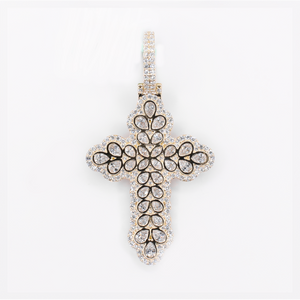 10k Solid White Gold Lab Diamond Cross Pendant - 60581