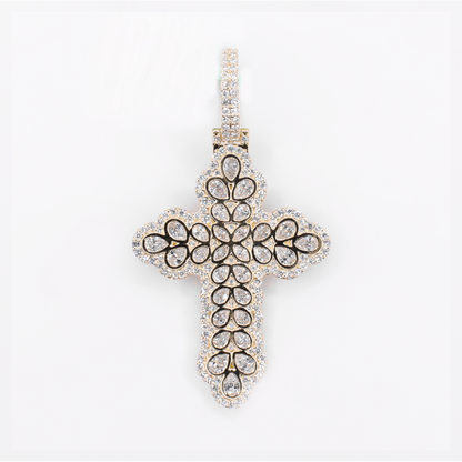 10k Solid White Gold Lab Diamond Cross Pendant - 60581