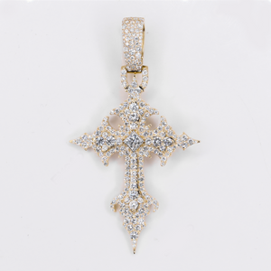 10k Gold Diamond Cathedral Cross Pendant - 60613
