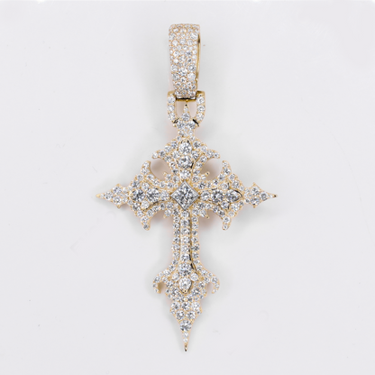 10k Gold Diamond Cathedral Cross Pendant - 60613