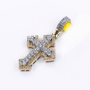 10k Solid Gold Diamond 3D Cross Pendant & Chain Set - 60555