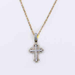 10k Solid Gold Diamond 3D Cross Pendant & Chain Set - 60555