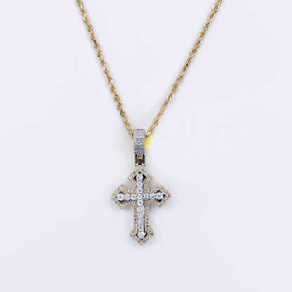10k Solid Gold Diamond 3D Cross Pendant & Chain Set - 60555