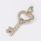 10k Solid Yellow Gold Lab Diamond Heart Key Pendant - 60563
