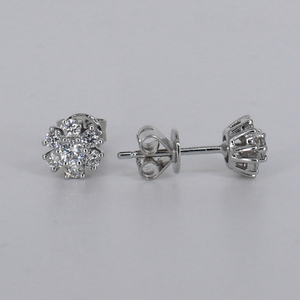 14k Solid Gold 6mm VVS Lab Diamond Flower Pushback Earrings - 50352