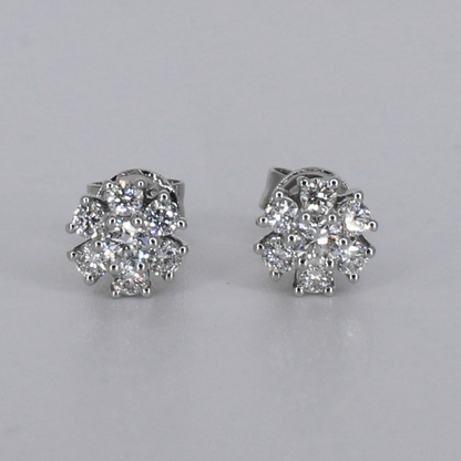 14k Solid Gold 6mm VVS Lab Diamond Flower Pushback Earrings - 50352