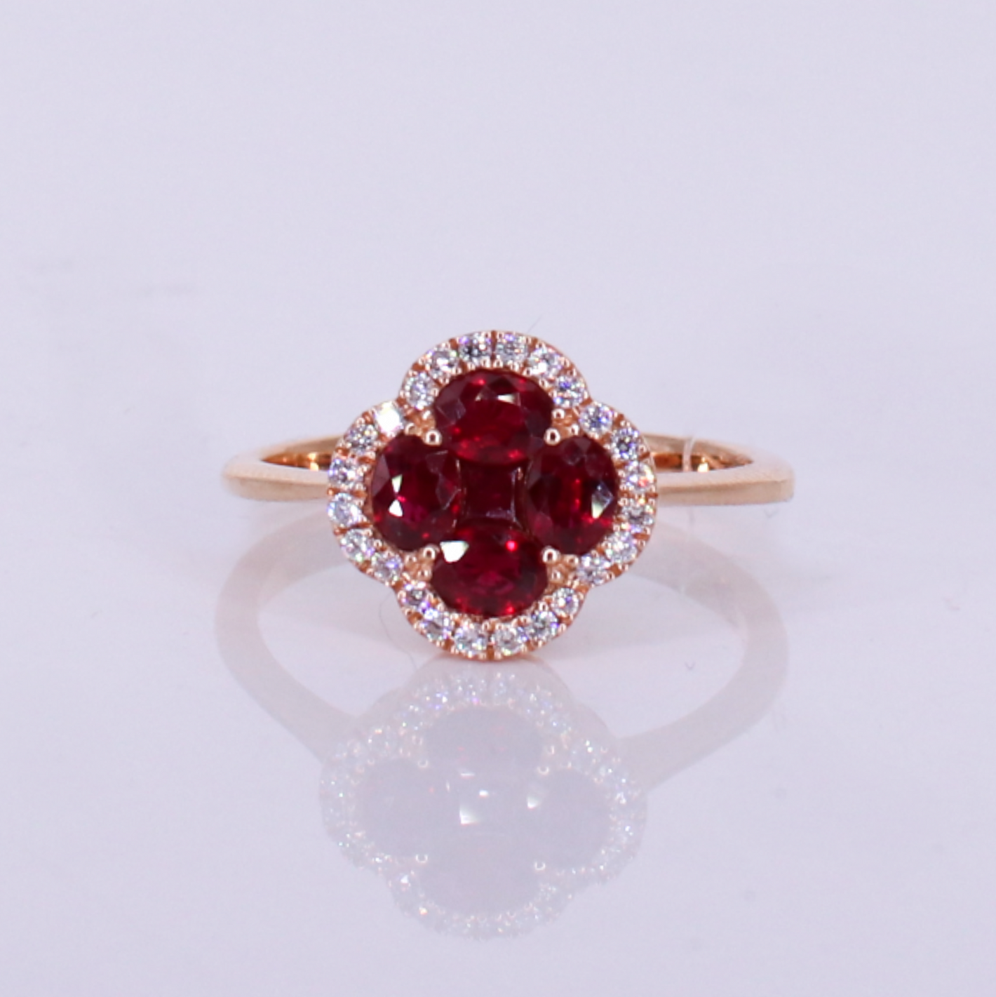 18k Solid Gold Diamond & Ruby Ring - 30372