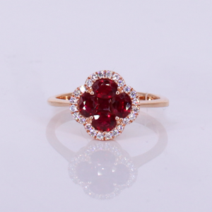 18k Solid Gold Diamond & Ruby Ring - 30372