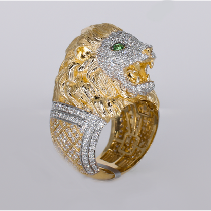 10k Solid Gold Lab Diamond Royal Lion Men's Ring - 30354