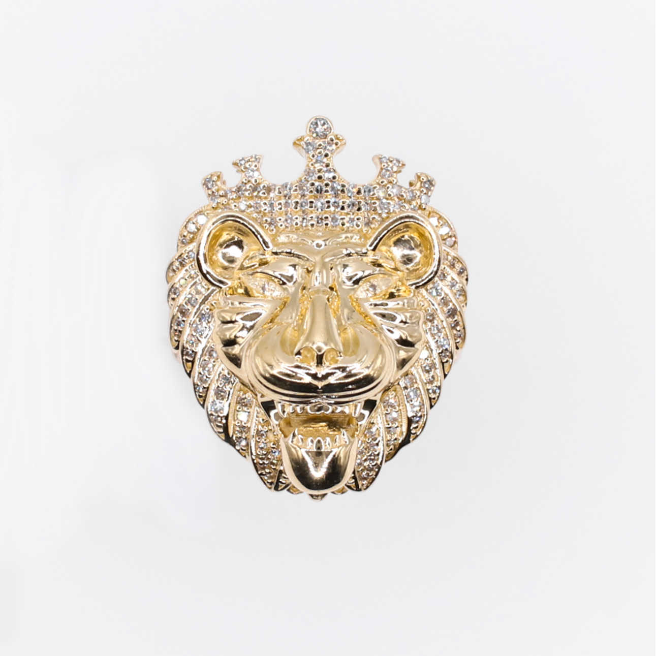 10k Solid Gold Diamond Lion Men's Ring - 30347