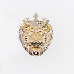 10k Solid Gold Diamond Lion Men's Ring - 30347