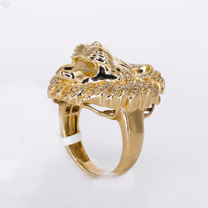 10k Solid Gold Diamond Lion Men's Ring - 30347