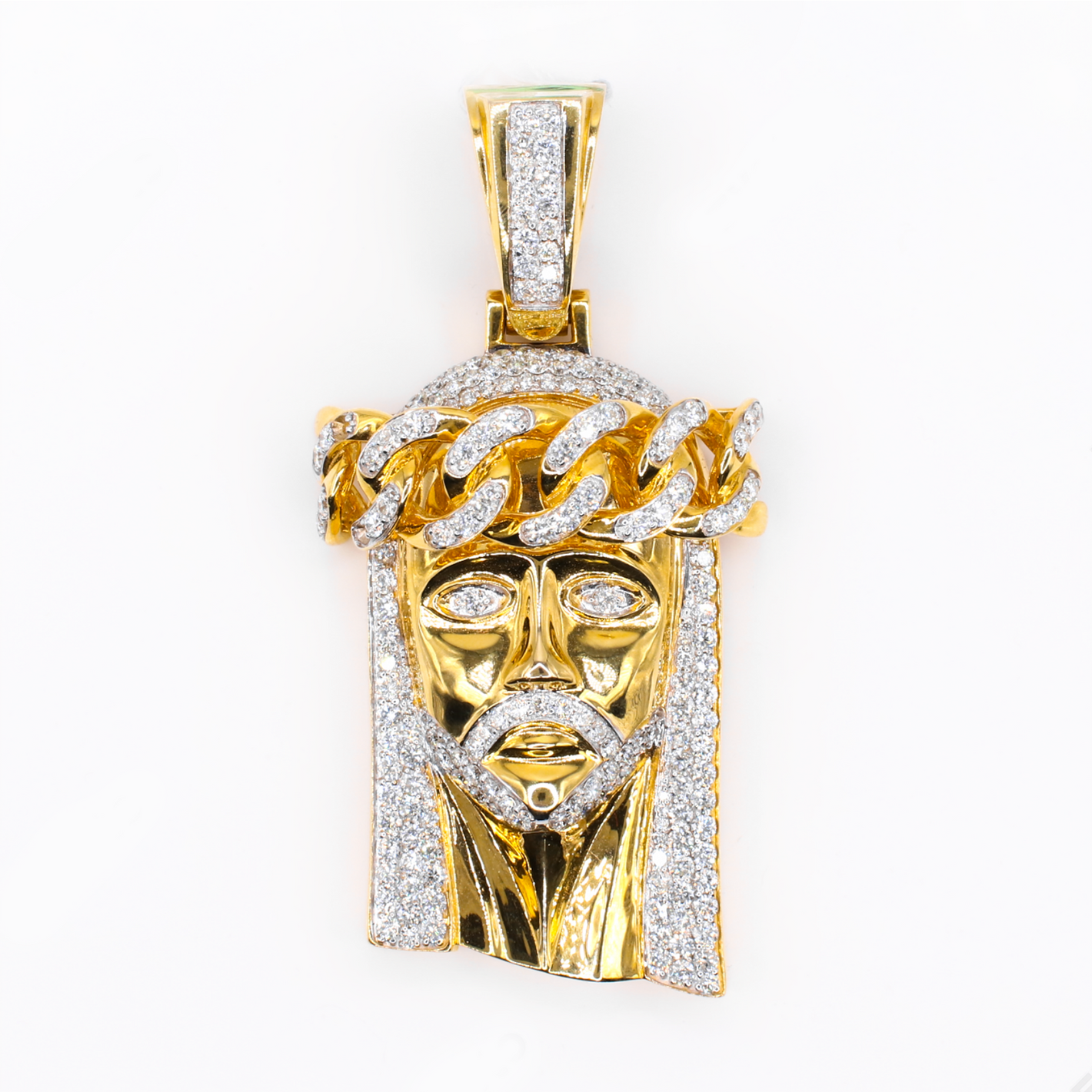 14k Solid Gold Diamond Jesus Head - 60598