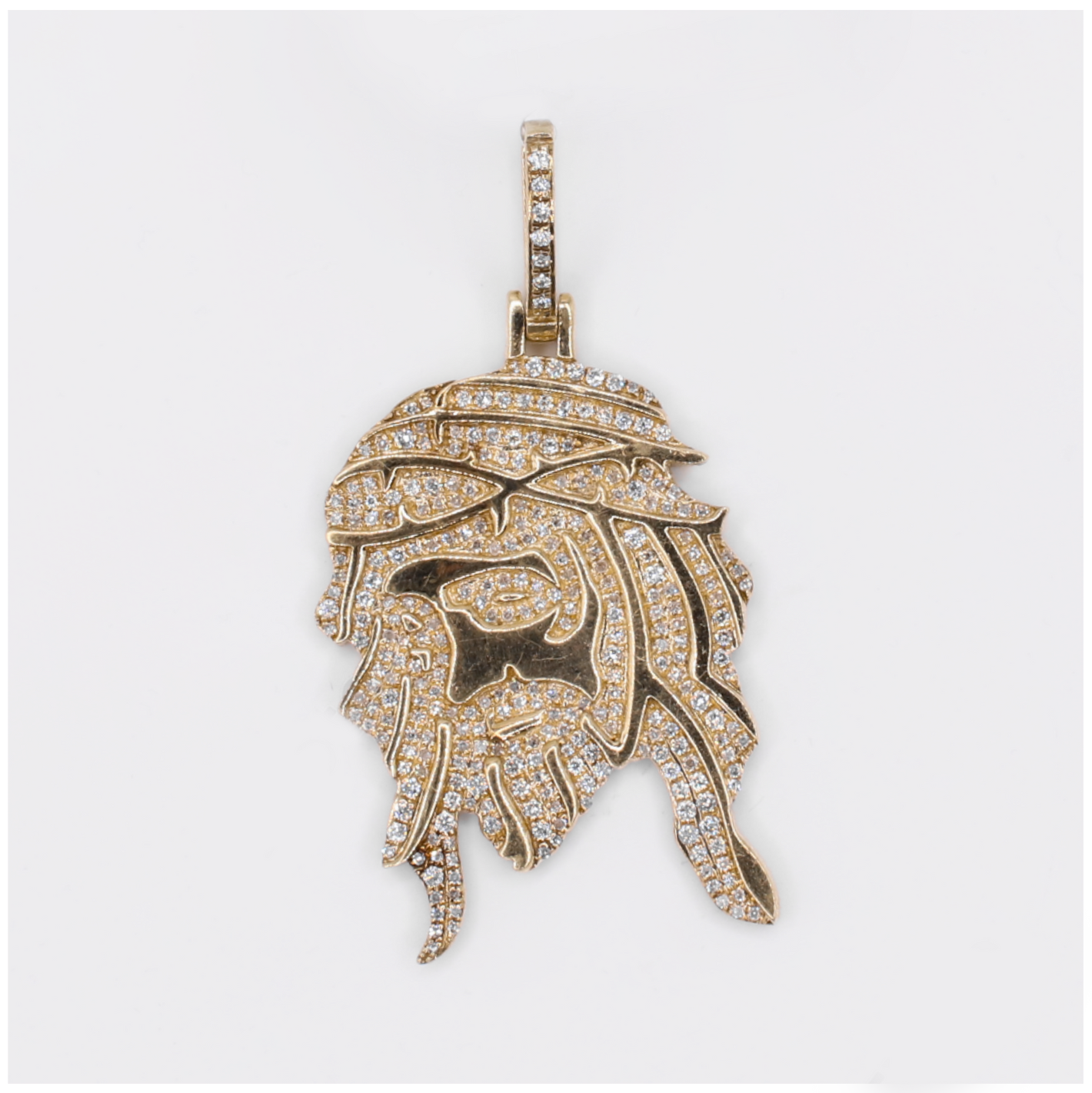 10k Solid Gold Diamond Jesus Pendant - 60603