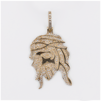 10k Solid Gold Diamond Jesus Pendant - 60603