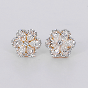 14k Solid Gold 11.5mm Lab Diamond Flower Earrings - 50331