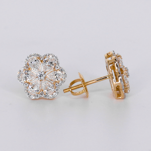 14k Solid Gold 11.5mm Lab Diamond Flower Earrings - 50331