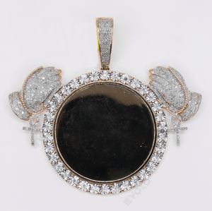 10k Gold Diamond Prayer Hands Picture Pendant - 60637