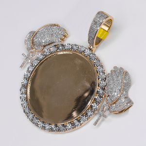 10k Gold Diamond Prayer Hands Picture Pendant - 60637