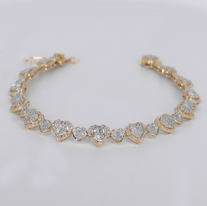 10k Gold Diamond Heart Tennis Bracelet - 20246