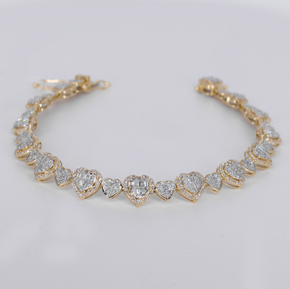 10k Gold Diamond Heart Tennis Bracelet - 20246