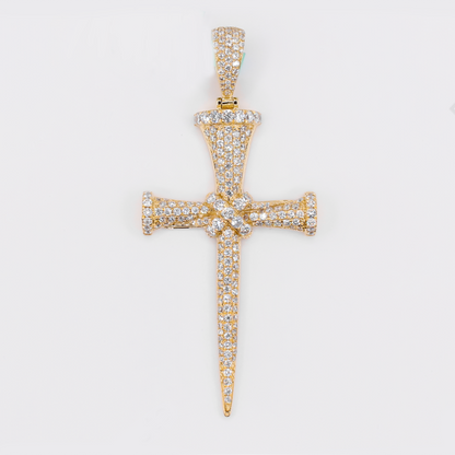 14k Solid Rose Gold VS Diamond Nail Cross Pendant - 60543