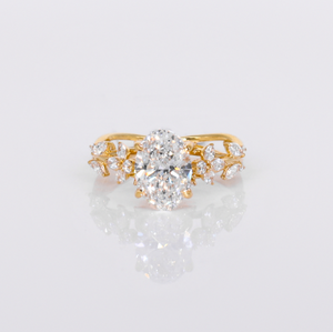 14k Solid Gold Lab Diamond Oval Cut Engagement Ring - 30364