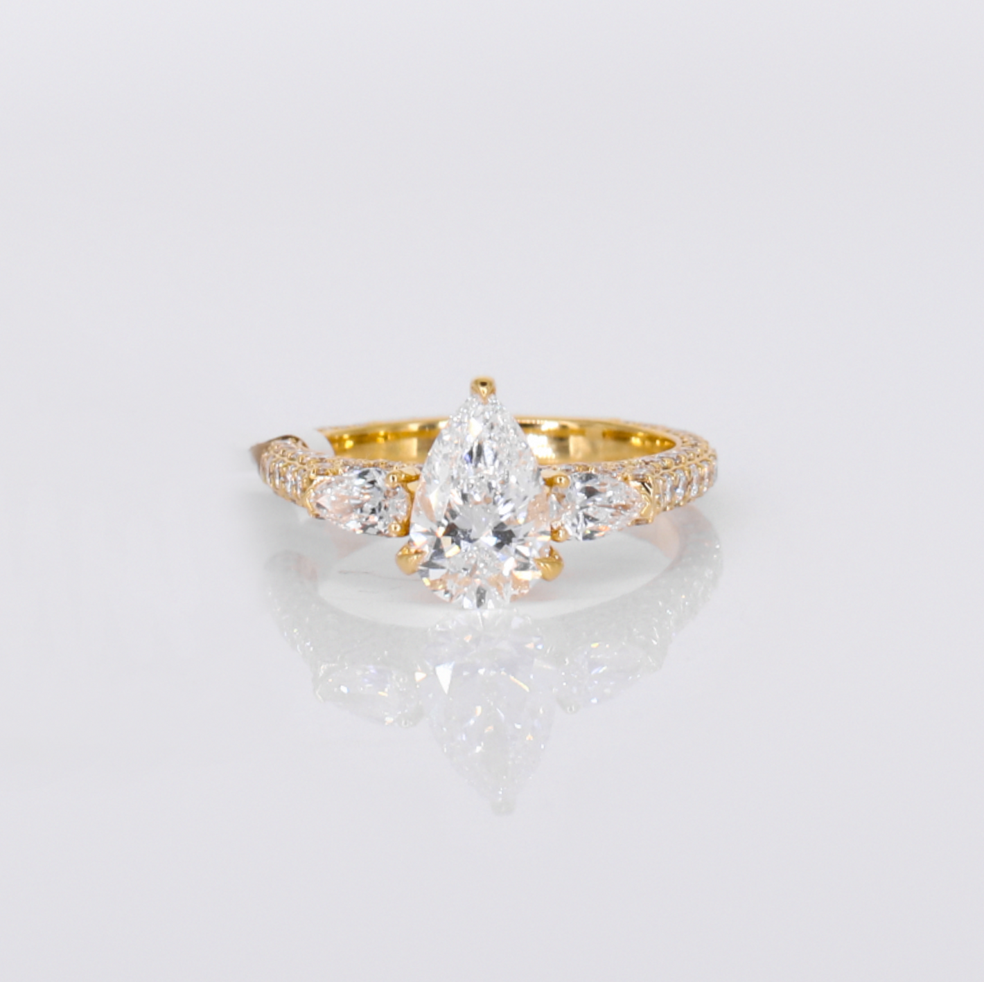 14k Solid Gold Lab Diamond Pear Cut Engagement Ring - 30366