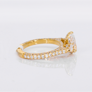 14k Solid Gold Lab Diamond Pear Cut Engagement Ring - 30366