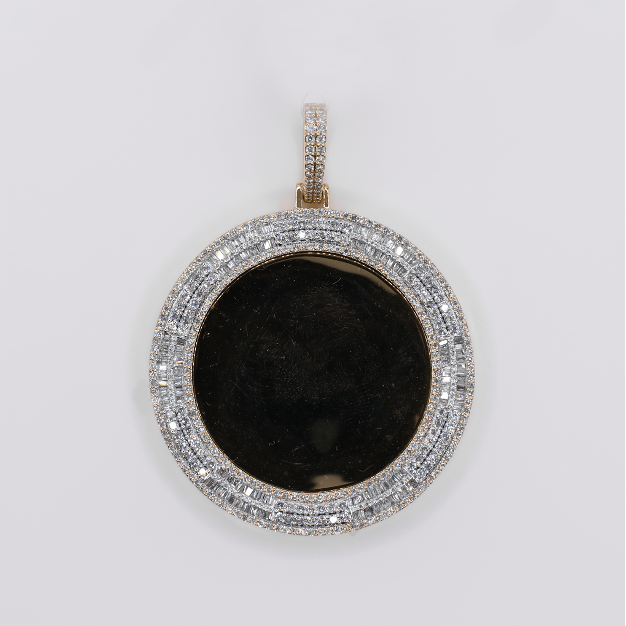 10k Solid Gold Double Row Diamond Baguette Picture Pendant - 60572