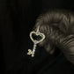 14k Solid Yellow Gold Lab Diamond Heart Key Pendant - 60562