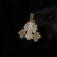 14k Solid Gold VS1 Diamond & Mother Of Pearl Triple Cross Pendant - 60367
