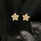 14k Solid Gold 17mm Diamond Baguette Star Earrings - 50299