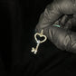 14k Solid Yellow Gold Lab Diamond Heart Key Pendant - 60563