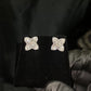 14k Solid Gold 15.5mm Lab Diamond Clover Earrings - 50310