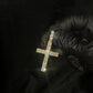 14k Solid Gold Lab Diamond Large Pointer Cross Pendant -60522