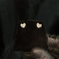 10k Solid Gold Diamond Heart Dome Earrings - 50297