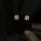14k Solid Gold 10mm Diamond NY Yankees Earrings - 50311