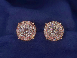 14k Solid Gold VS1 Diamond 11.5mm Cluster Earrings